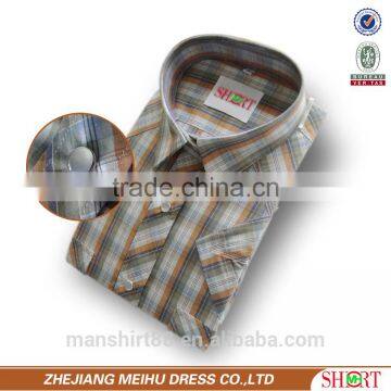 new design short sleeve check men shirts