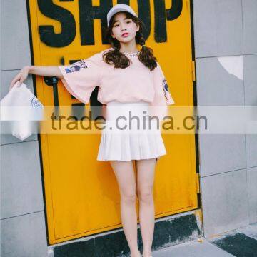 Cartoon Printing Horn Sleeves t Shirt for Women photo-5