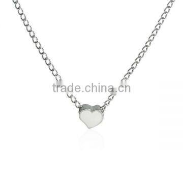 New Fashion Iron Based Alloy Necklace Link Curb Chain Silver Tone Light Pink Heart Pendant Enamel 68.5cm long