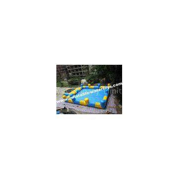 0.6mm PVC Tarpaulin Inflatable Water Pools with step and Pillar and Net for amusement park