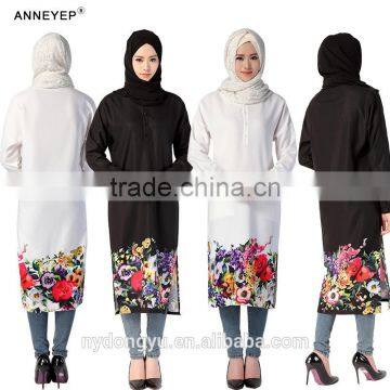 flower muslim dress /jun best flower printed d muslim Arabian middle east lace abaya kaftandress/ islamic muslim women dress