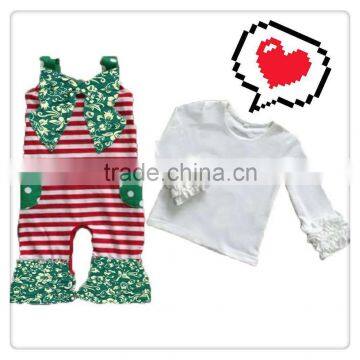 Christmas Day new cute romper&T-shirt 2 pieces clothing set design wholesale girls boutique clothing