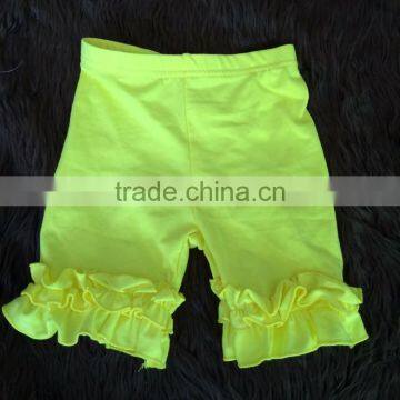 Wholesale boutique yellow solid color breathable cotton baby girls ruffle shorts MH5051317