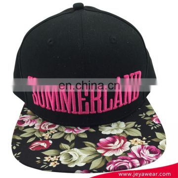 100% acrylic simple snapback cap fashionable floral snapback hat