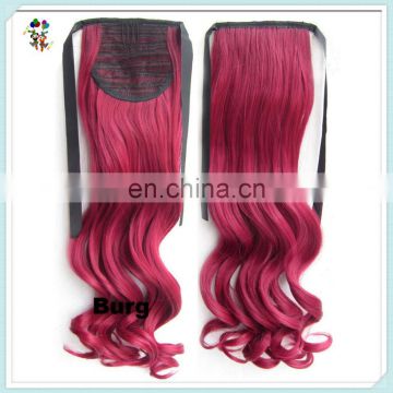 Fashion Ribbon Wrap Around Ladies Red Long Wavy Hair Extensions HPC-0184