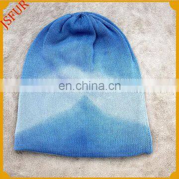 Unique Latest Design Gradient Ramp Mixed Color Women's Wool Knit Hat Wholesale Knitting Beanie Hat photo-2
