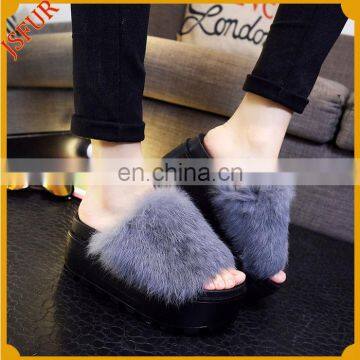 Colorful Women Summer Outdoor Slipper WIth Fox Fur Flip Flop