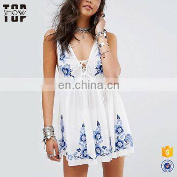 Latest European Short Loose Embroidery Boho Dress For Women Comfortable Casual Beach Dress For Women