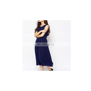 Royal blue back open woman Chiffon long dress for party