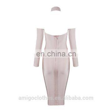 Amigo 2017 Fashion Beige Long Sleeve Halter Backless Crossover Bandage Dress Elegant Prom Dresses for Celebrity in Red Carpet photo-3