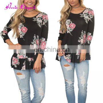 Without Moq Fashion Black Long Sleeves Running Blank Fitted Lady T-shirt photo-6