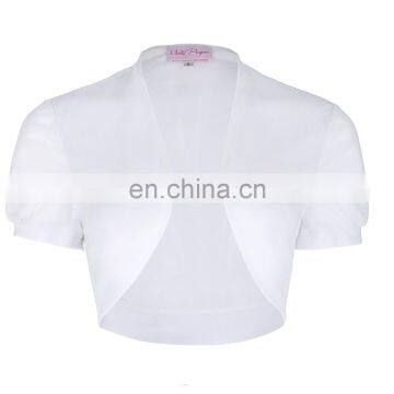 Belle Poque Women's Short Sleeve Cropped Short White Chiffon Bolero Shrug BP000218-2