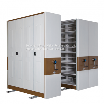 High Density Office Movable Filing Cabinet System, Mechanical Mobile Storage Shelving System photo-3