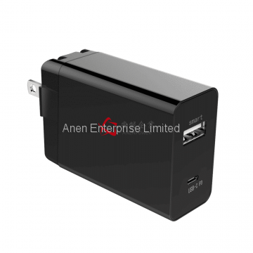 Black 30W Power Delivery USB C Wall Charger / Dual USB Port Charger photo-2