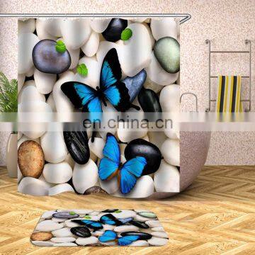 I@home Home Goods Colorful Custom Wholesale Butterfly Printing Shower Curtains Polyester