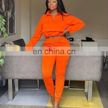 Wholesale Fashion Women Clothing Custom Logo Knit Crop Top and Joggers Pants Two Piece Set photo-4