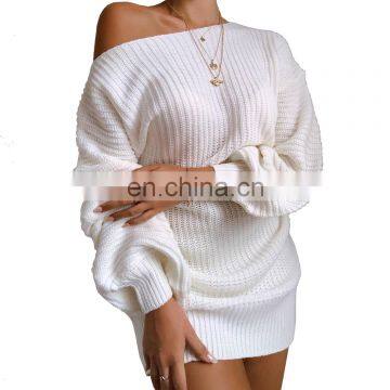LAITE D2130 Women Casual Dresses Ladies Bishop Sleeve Knitted Dress Sweater Dresses Women Clothing photo-2