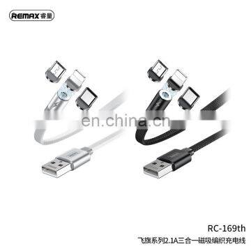 Remax Flag Series RC-169th 1M 360 Degree Charger Usb Type-C Braided 3 In 1 Magnetic Charging Cable for Iphone photo-6