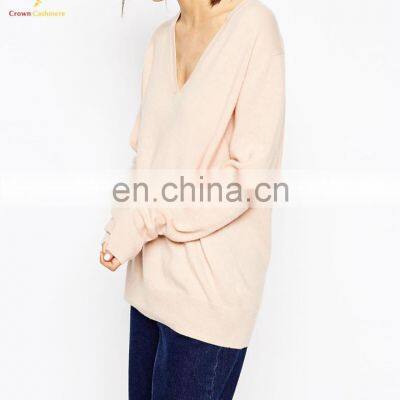 Ladies V Neck Cashmere Sweater OEM Service photo-3