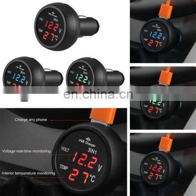 3 in 12/24V Car Auto Monitor Display USB Car Charger For Phone Tablet GPS LED Digital Voltmeter Gauge Thermometer photo-5