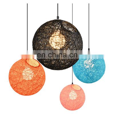 Modern Simple Hemp Ball Pendant Light Personality Restaurant Bar Pastoral Color Ball Hemp Rope Rattan Chandelier