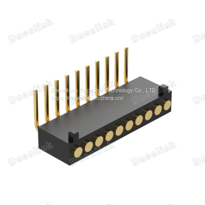 Dnenlink 1.27mm Pitch Single Row H4.0mm Plane Contact Right Angle DIP Type Female Header PogoPin Header With Peg photo-4