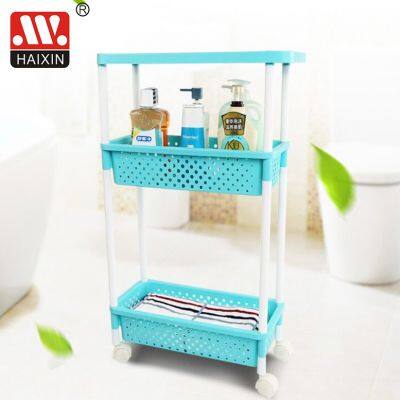 Movable Plastic Bathroom Kitchen Storage Organizer Rack Shelf Removable With Wheels photo-5