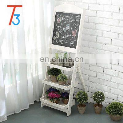 flower rack chalkboard easel with 3 display shelves