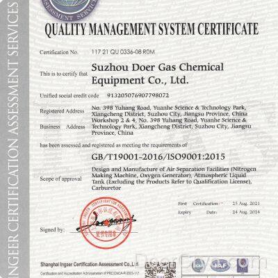 ISO 9001, Quality Management System Certificate
