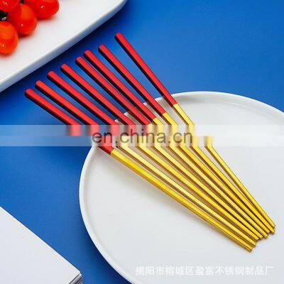 Portable Set Chopsticks 2021 High Quality Color Stainless Steel Cutlery Gold Flatware Wedding photo-4