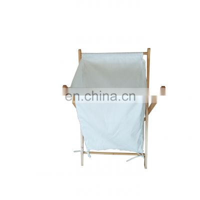 Excellent quality foldable bamboo frame clothes basket laundry hamper