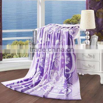 Factory outlet romantic purple 100%cotton terry soft towelling coverlet customized towelling coverlet