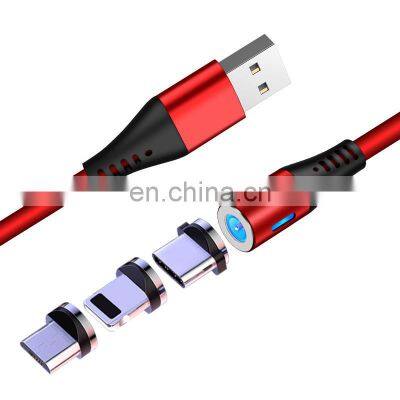 Wholesale 1M Rotation Magnetic cable fast charging 3 in 1 Magnetic charging cable Liquid silicone Usb data cable