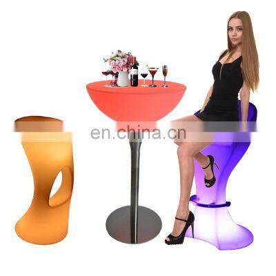 LED sofas /High top wireless party LED furniture set and bar lighting furniture led tall bar table and chairs