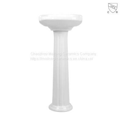 CUPC Bathroom 30 Inches 77cm Rectangle Ceramic Pedestal Sink With Backsplash photo-3