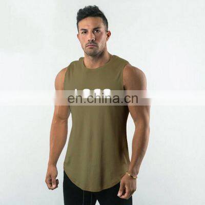 Custom Logo Cotton Men's Sports Fitness Gym Tank Top Breathable Loose Casual Sleeveless Training Wear Clothes