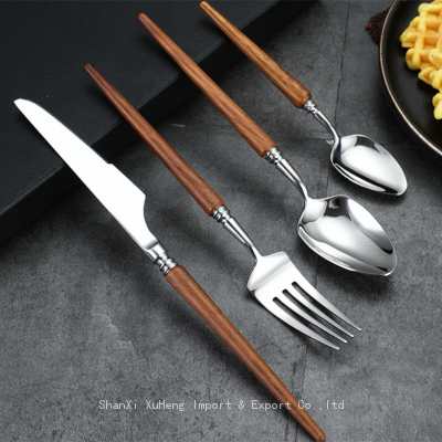 Wedding Banquet Hotel Flatware Knife Spoon Fork Natural Wooden Reusable Classic Tableware Kitchen Accessory Wood Cutlery Set photo-5