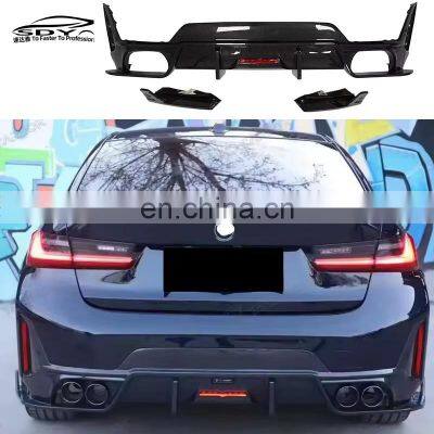 G20 LCI M Sport TAKD Style Carbon Fiber Rear Diffuser With Light Rear Bumper Lip For BMW 3 Series G20