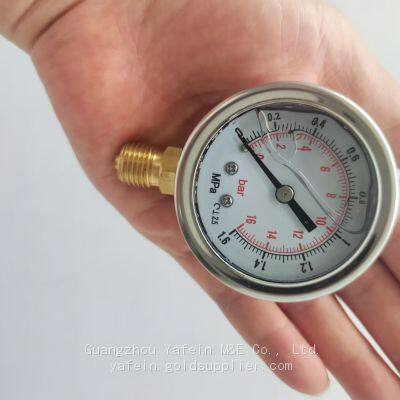 Pressure Gauge 0-16bar/1,6MPa Heavy-duty Double Scale Radial Low-pressure Stainless Steel Shock-resistant Pressure Gauge