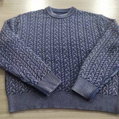 Men's Cotton Pullover Sweater Acid Wash for Knitted Sweaters