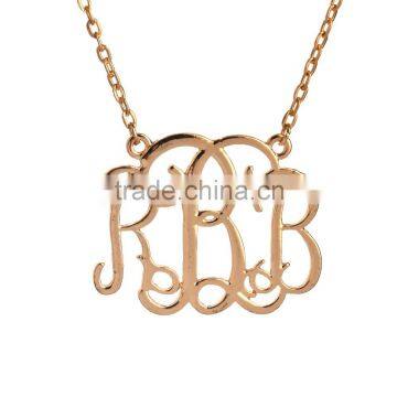 Plated Gold Statement Letter Initial Necklace Pendant Personalized Custom Monogram Necklace