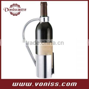 Stainless Steel Deluxe Wine Bottle Holder Rack And Pourer Built In Drip Collar with Gift Box