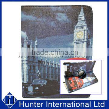 Printed Clock Tower Rotating Tablet Case For IPad 4