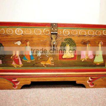 INDIA WOODEN VILLAGE ANTIQUE STORAGE BOX