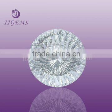 Charming white round millennium cut 50mm large zirconia
