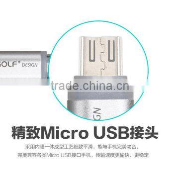 GOLF 1M LED Light Metal Nylon Weave Cable for Android Mobile Phone 2.1A Micro USB Quick Charging and Data Cable photo-3