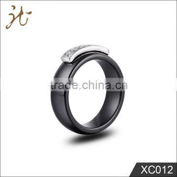 Fashion newest black ceramic finger rings with diamond