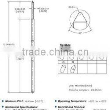 pcb Au Ni spring loaded test pin0.48mm for tactile switch right angle