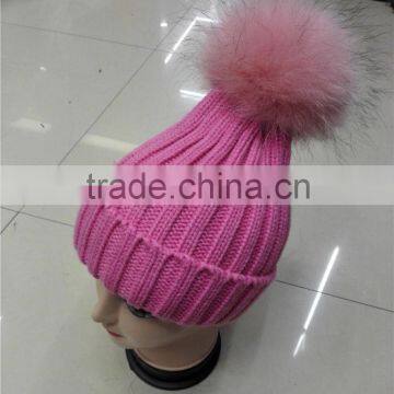 Hot Winter Real Genuine Fox Fur Pom Poms Hats Women Knitted Beanie With 15cm Fur Ball photo-2