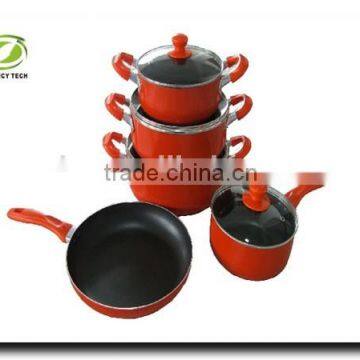 Red Color Painting Non-stick & Ceramic Coated Cookware Set Pots and Pans photo-2